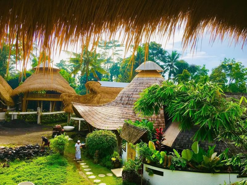 Bamboo sound dome and traditional Balinese architecture
