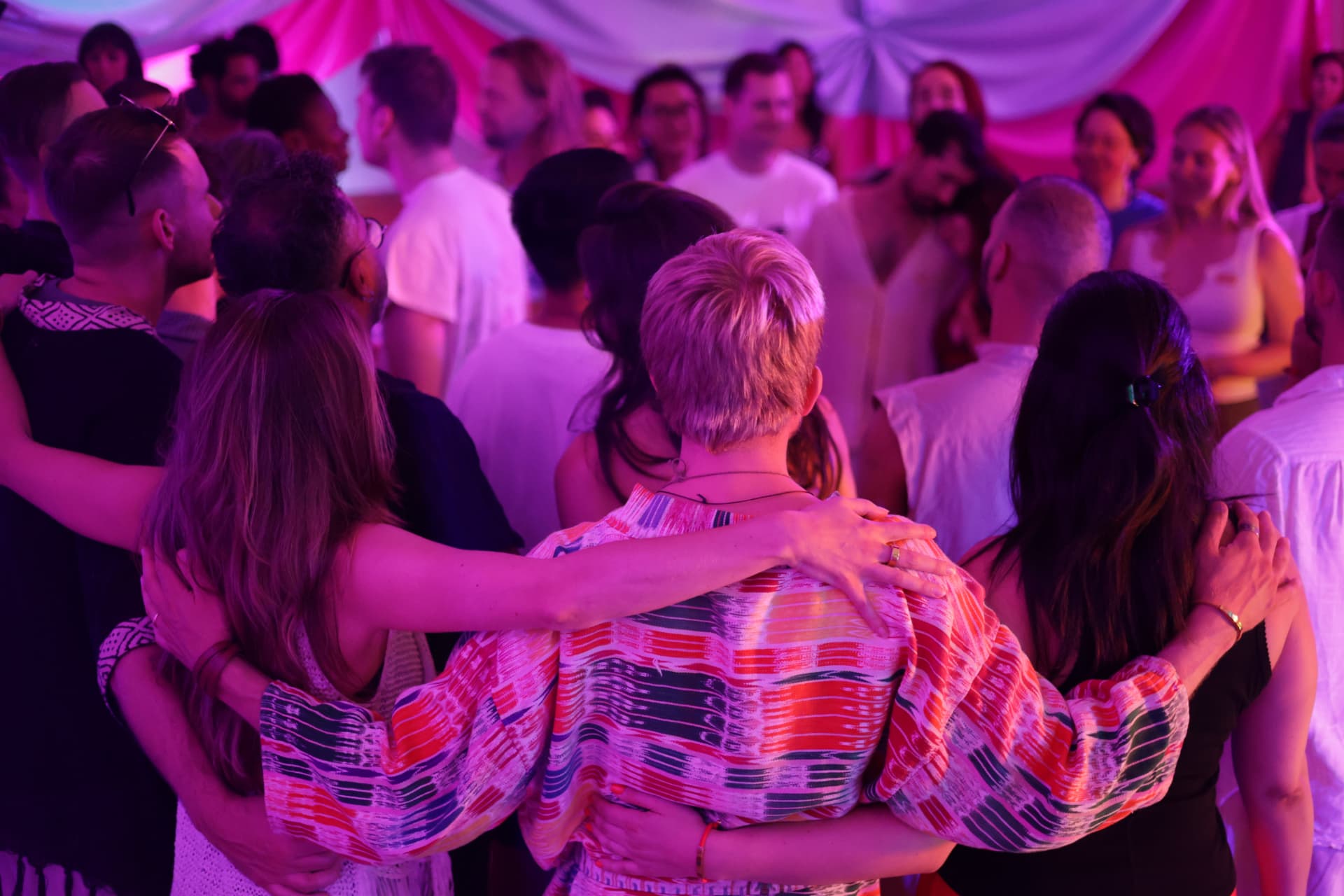 Ecstatic dance and celebration at the temple night